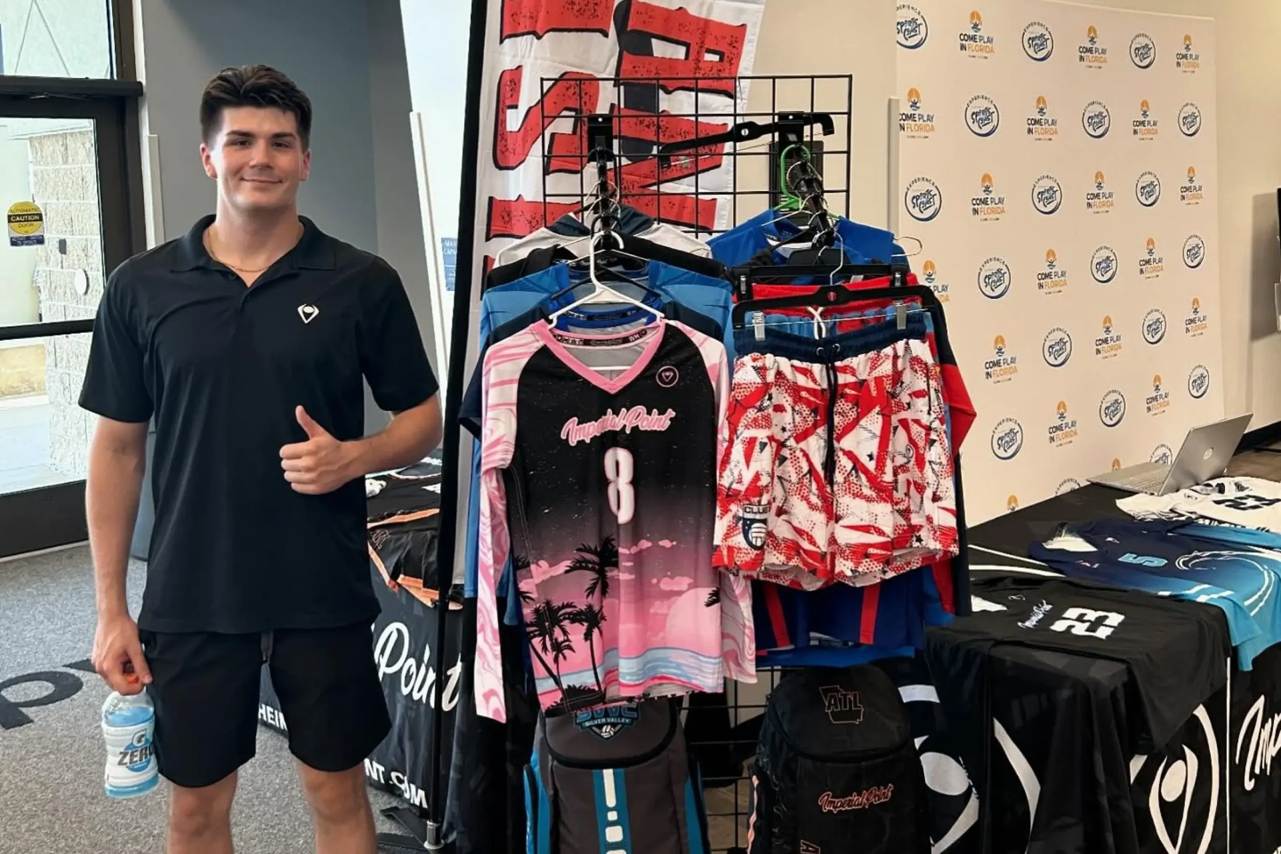 Live jersey design demo at AVCA Convention